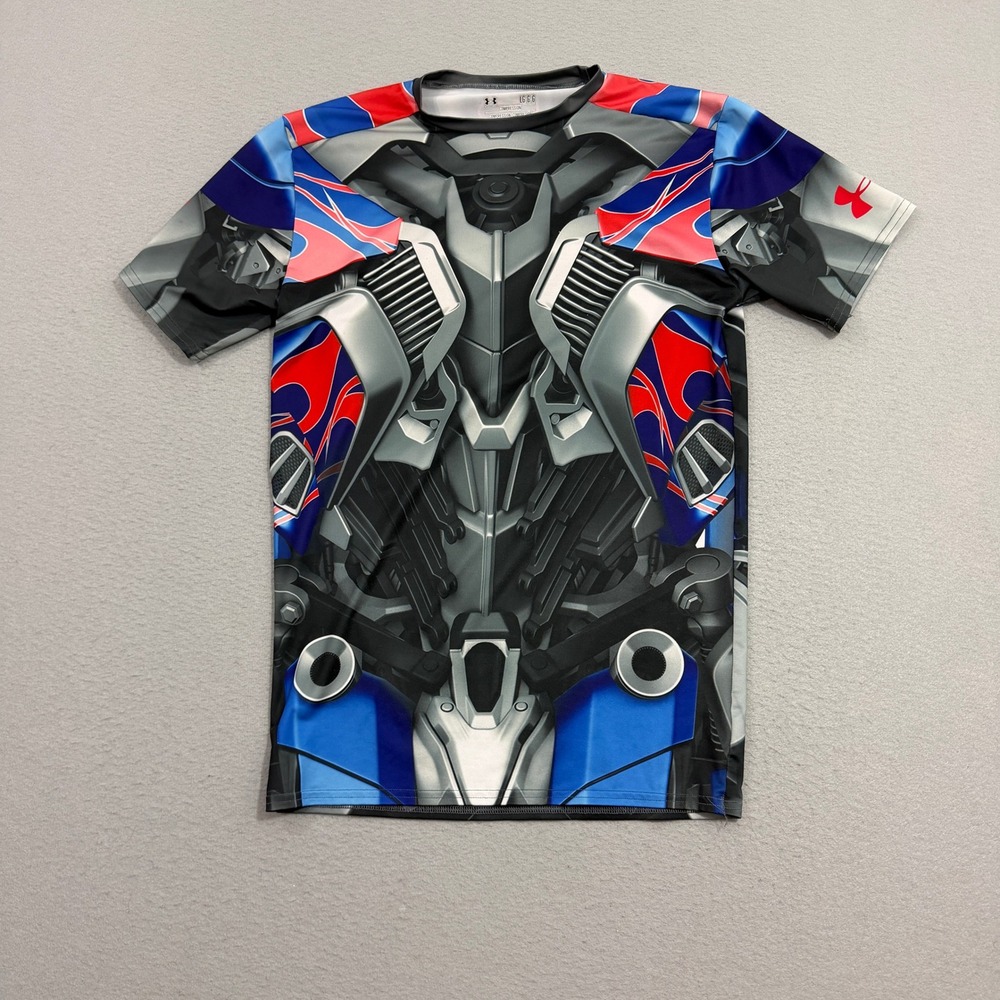 Under Armour Shirt Mens Large Blue Optimus Prime Transformers HeatGear 1258555